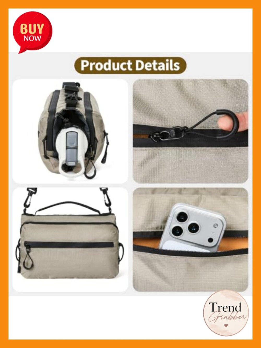 Women's Nylon Crossbody Sling Bag with RFID Blocking - Water Bottle Holder - Picture 2 of 6